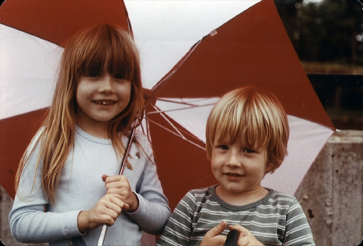 elaine & jeff 3.jpg - There's another, better, one of just me with this umbrella, but I can't find it today.